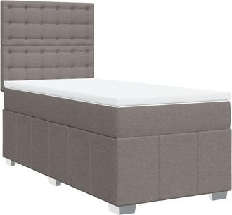 vidaXL Cama Box Spring Con Colch&oacute;n Tela Gris Taupe 80x200 Cm Vidaxl