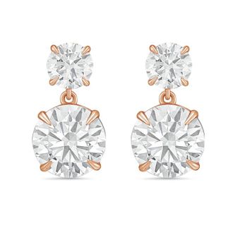 Diana M. Jewels 14KT RG 10.00 Ct TW of Lab grown round diamonds drop earrings