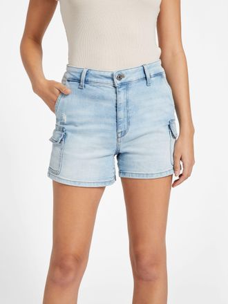 Guess Helena High-Rise Denim Cargo Shorts