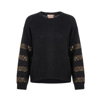 Twinset Twin-Set Truien - Dames - Ronde hals truien - Zwart - M - Truien & Vesten