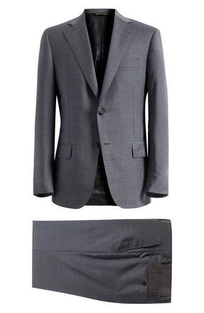 Samuelsohn Grey M&eacute;lange Wool Suit in Mid Grey at Nordstrom, Size 42Regular
