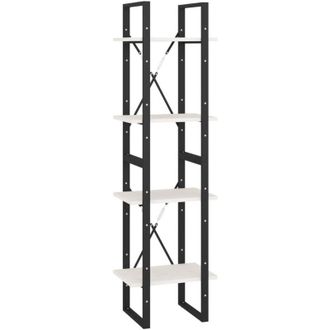 vidaXL 4-Tier Book Cabinet White 40x30x140 cm Solid Pine Wood Vidaxl