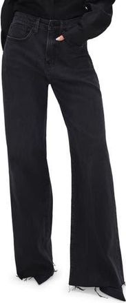 Good American Good Ease Wide Leg Jeans in Black324 at Nordstrom Rack, Size 15