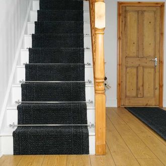 Runrug Black Aztec Stair Carpet Runner | Size: 80 cm x 660 cm