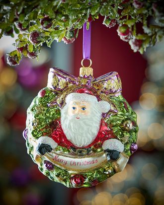 Neiman Marcus Wreath with Santa Christmas Ornament