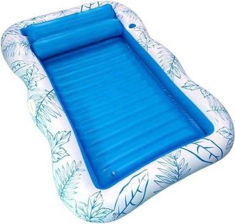 No Brand Tumbona Hinchable - Tumbona Flotante - Rel&aacute;jate En El Agua - Con Portavasos - Tama&ntilde;o Peque&ntilde;o - Azul