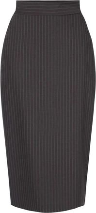 Elisabetta Franchi Fresco Lana Gessato Rok - Dames - Kokerrokken - Bruin - L - Wol - Rokken
