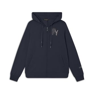 Freddy Felpa Cappuccio e Zip con Logo FY in Strass