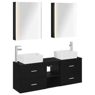 vidaXL Juego De Muebles De Ba&ntilde;o 5 Uds. Roble Negro Vidaxl