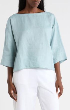 Eileen Fisher Bateau Neck Box Top in Seafoam at Nordstrom Rack, Size X-Large