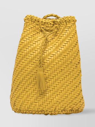 Dragon Diffusion woven texture tassel braided handles bucket bag