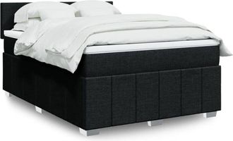 vidaXL Cama Box Spring Con Colch&oacute;n Tela Negro 140x200 Cm Vidaxl