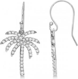 Allurez Dangle Diamond Palm Tree Earrings 14K White Gold (0.50ct)