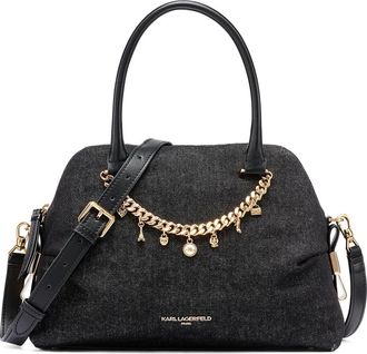 Karl Lagerfeld Charlaine Satchel in Black Denim at Nordstrom