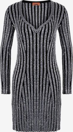 Missoni Figurbetontes Minikleid mit Pailletten-Fischgratmuster