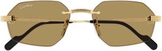 Cartier Ct 0616S Zonnebril - Heren - Zonnebrillen - Geel - 54 MM - Accessoires