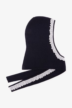 Ganni Navy Balaclava in Blue Wool