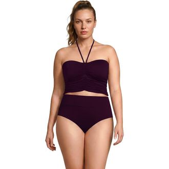 Lands End Womens Plus Size Ruched Halter Midkini Top in Dark Wine at Nordstrom, Size 18W