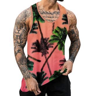 Generic Outdoor Summer Sports Vests for Men - Beach Vest Holiday Hawaiian Vest Tropical Ocean Scenery Sunset Coconut Trees Vacation Vest Muscle Vest Moisture 