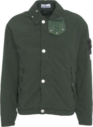 Stone Island Jassen, Heren, Groen, M, Polyester, Light Compact Touch Poly-TC Coach Jacket