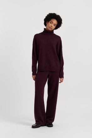 Chinti and Parker Wool Cashmere Wide Leg Track Pants in Aubergine at Nordstrom, Size X-Large