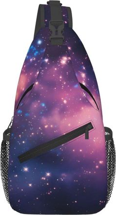 Generic Purple Milky Way Starry Sky Shoulder Bag With Zipper Cross Body Bag Adjustable Fanny Pack For Women Outdoors Casual