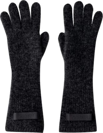 Jacquemus Zwarte Geribbelde Gebreide Logopolspolsband - Dames - Handschoenen - Zwart - ONE Size - Wol - Accessoires