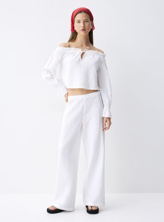 Twik Womens Wide-leg organic cotton gauze pant