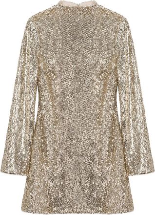 SIMKHAI Opal mini-jurk met pailletten en lange mouwen - Goud