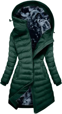 Generic Winter Jackets for Women UK Fleece Lined Long Puffer Coats Full Zip Ladies Quilted Parka Jacket with Hood Warm Padded Coat (UK, Alpha, L, Regular, Reg