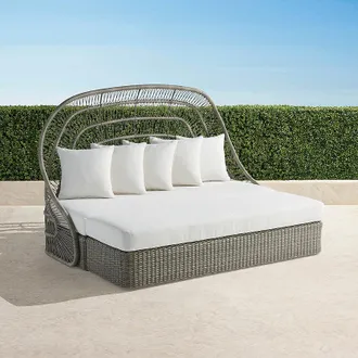 Frontgate Montoro Daybed with Cushions in Oyster Wicker - Standard, Restored Chalk - Frontgate