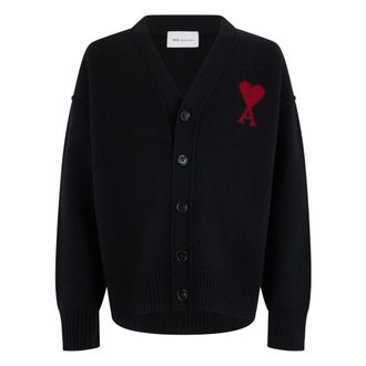 Ami Cardigan met contrasterend Ami de Coeur - Heren - Truien - Zwart - Maat: M Zijde
