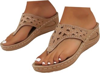 Generic Sandals for Women Womens Sandals & Slides Orthopedic Arch Support Flip Flops Toe Post Slides for Women UK Wide Fit Summer Shoe Non-Slip Beach Shoes To