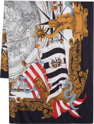Gianfranco Ferre motif-print silk scarf - women - Silk - One Size - Blue