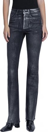 Flying Monkey Metallic Coated Bootcut Jeans In Black
