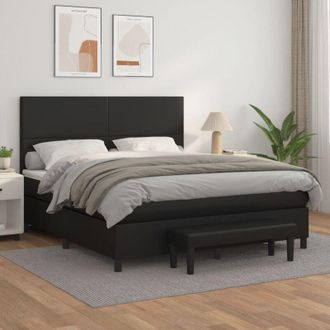 vidaXL Vidaxl - Cama Box Spring Con Colch&oacute;n Cuero Sint&eacute;tico Negro 180x200 Cm
