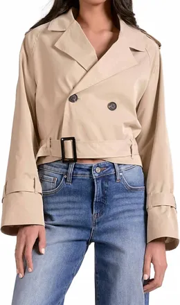 Elan Trench Crop Jacket In Natural