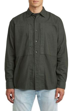 G-Star Paneled Cotton Blend Button-Up Shirt in Asfalt Gd at Nordstrom, Size Xx-Large