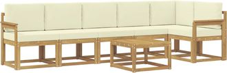 vidaXL Conjunto De Sof&aacute;s De Exterior 7 Uds. Blanco Y Crema Poli&eacute;ster Vidaxl