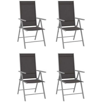 vidaXL Folding Garden Chairs 4 pcs Textilene Black vidaXL