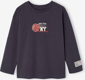 Vertbaudet Langarmshirt Junge Sport-Print schiefergrau