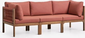 Sklum Sof&aacute; Modular De 3 Piezas Con Reposabrazos En Madera De Acacia Branson Sklum