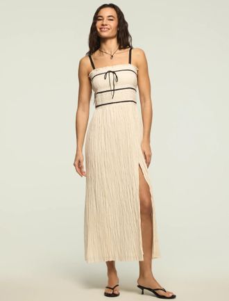 Lucky Brand Womens Contrast Piped Midi Dress