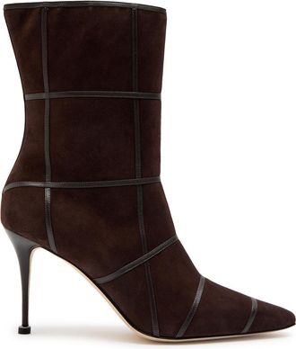 Manolo Blahnik Trulonapla 90 Panelled Suede Mid-calf Boots - Brown - 41 (IT41 / UK8)