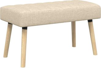 vidaXL Banco Con Tapizado En Canal Crema 80 X 40 X 46 Cm Tela Vidaxl