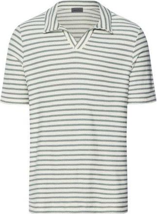 Hanro Travelwear Organic Cotton Collared Top in Studio Green Stripes at Nordstrom, Size Xx-Large