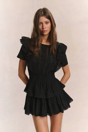 LoveShackFancy Natasha Mini Dress In Black