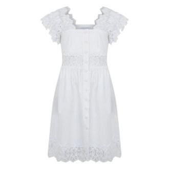 Alberta Ferretti Jurk met kanten details - Dames - Korte kleedjes - Wit - M - Katoen - Kleedjes