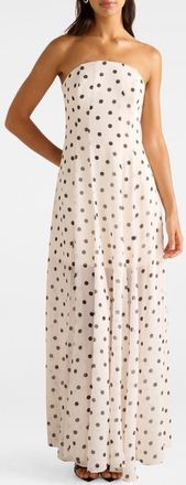 Ever New Kimora Dot Print Strapless Maxi Dress in Porcelain Spot at Nordstrom, Size 12