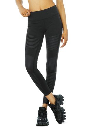 Alo | Moto Legging in Black/Black Glossy, Size: Small